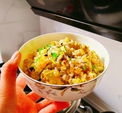 白菜鸡蛋炒米饭的做法 步骤6