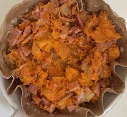 辣白菜南瓜火腿深盘卷饼pizza【健康一锅端】的做法 步骤4