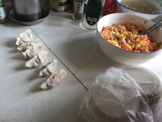 玉米胡萝卜饺子,开始包饺子！