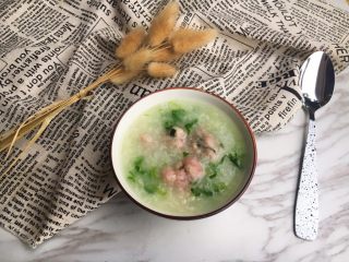 生菜丝肉丸粥,完成